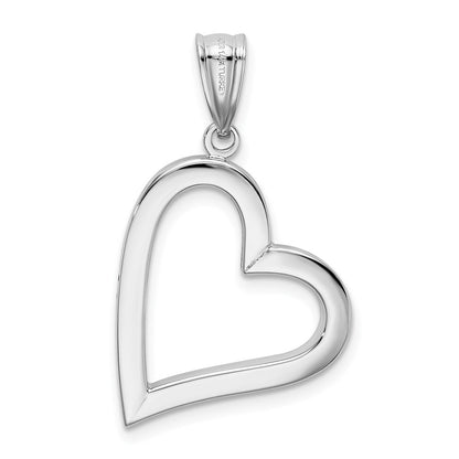 GP 14k White Gold Polished Hollow Heart Pendant