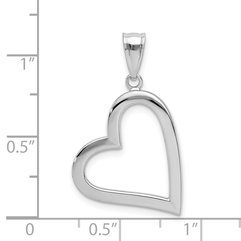 GP 14k White Gold Polished Hollow Heart Pendant