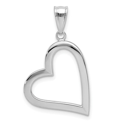 GP 14k White Gold Polished Hollow Heart Pendant