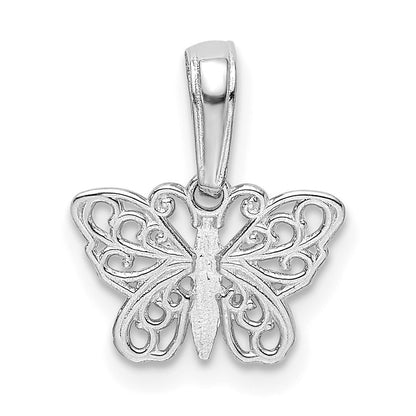 GP 14k White Gold Polished Filigree Butterfly Charm