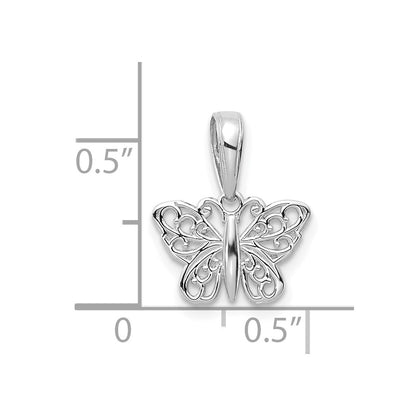 GP 14k White Gold Polished Filigree Butterfly Charm