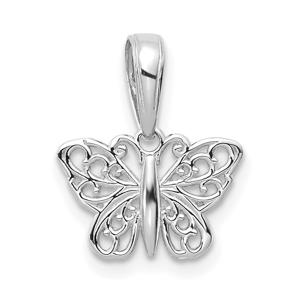 GP 14k White Gold Polished Filigree Butterfly Charm