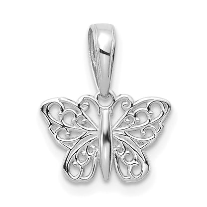 GP 14k White Gold Polished Filigree Butterfly Charm