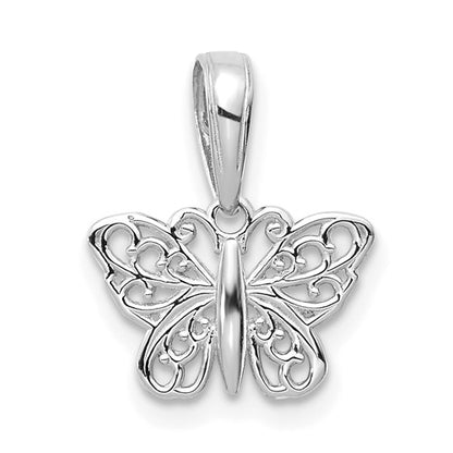 GP 14k White Gold Polished Filigree Butterfly Charm