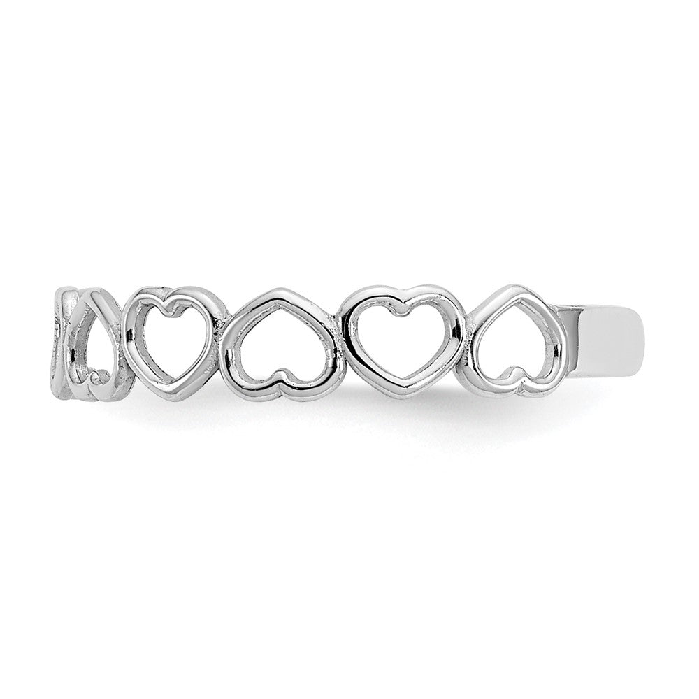 GR 14k White Gold Polished Cut Out Hearts Toe Ring