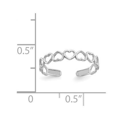 GR 14k White Gold Polished Cut Out Hearts Toe Ring