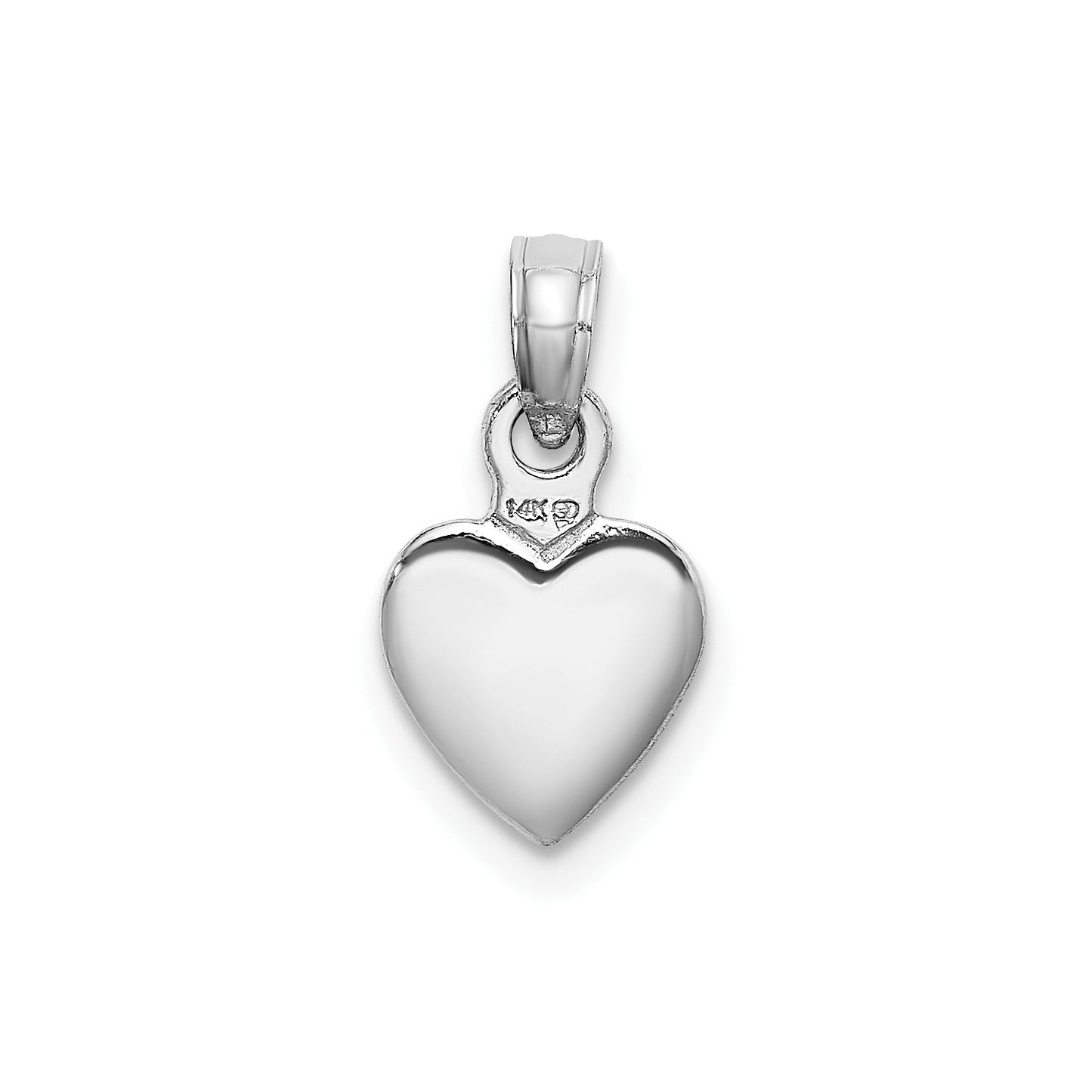 14K White Gold Polished 3D Heart Pendant