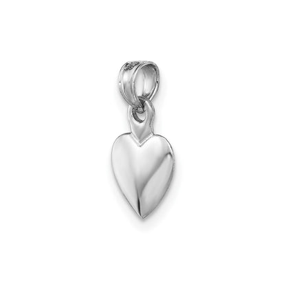 14K White Gold Polished 3D Heart Pendant