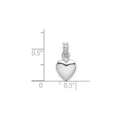 14K White Gold Polished 3D Heart Pendant