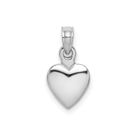 14K White Gold Polished 3D Heart Pendant