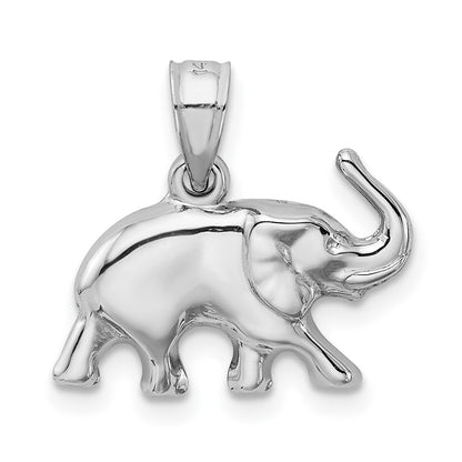 WGP 14k White Gold 3-D Polished Elephant Pendant