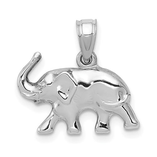 WGP 14k White Gold 3-D Polished Elephant Pendant