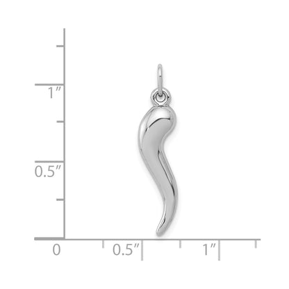 14k White Gold 3D Italian Horn Charm