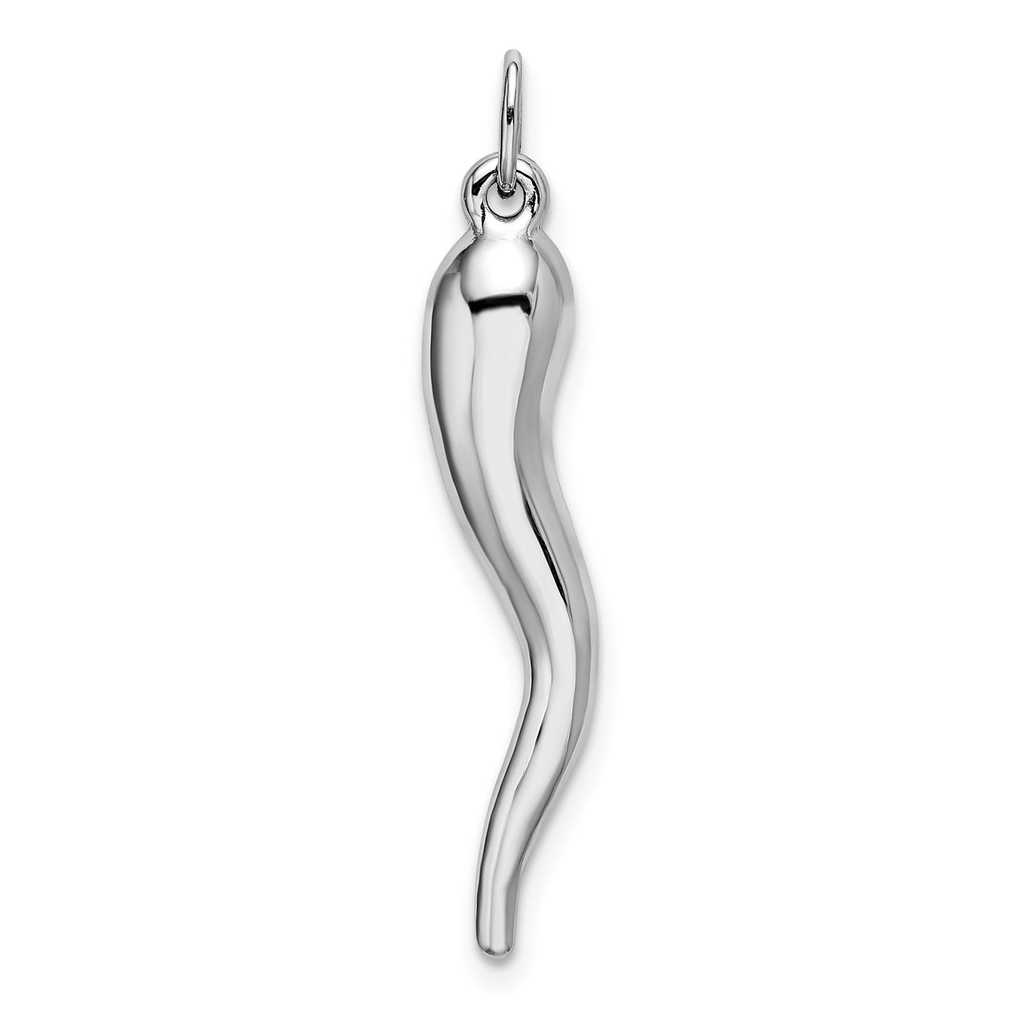 14k White Gold 3D Italian Horn Charm