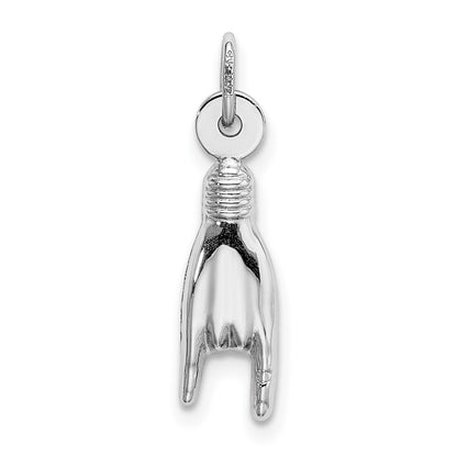 GCM 14K White Gold 3-D Rock On Sign Charm