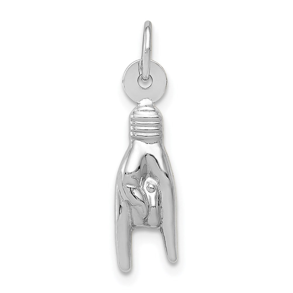 GCM 14K White Gold 3-D Rock On Sign Charm