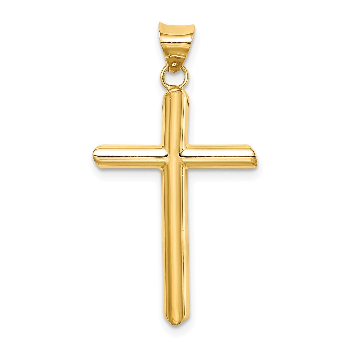 14k Polished Tube Cross Pendant