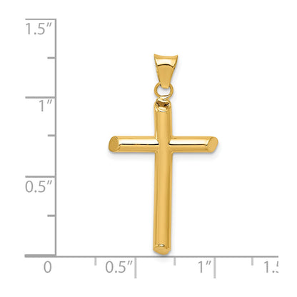 14k Polished Tube Cross Pendant