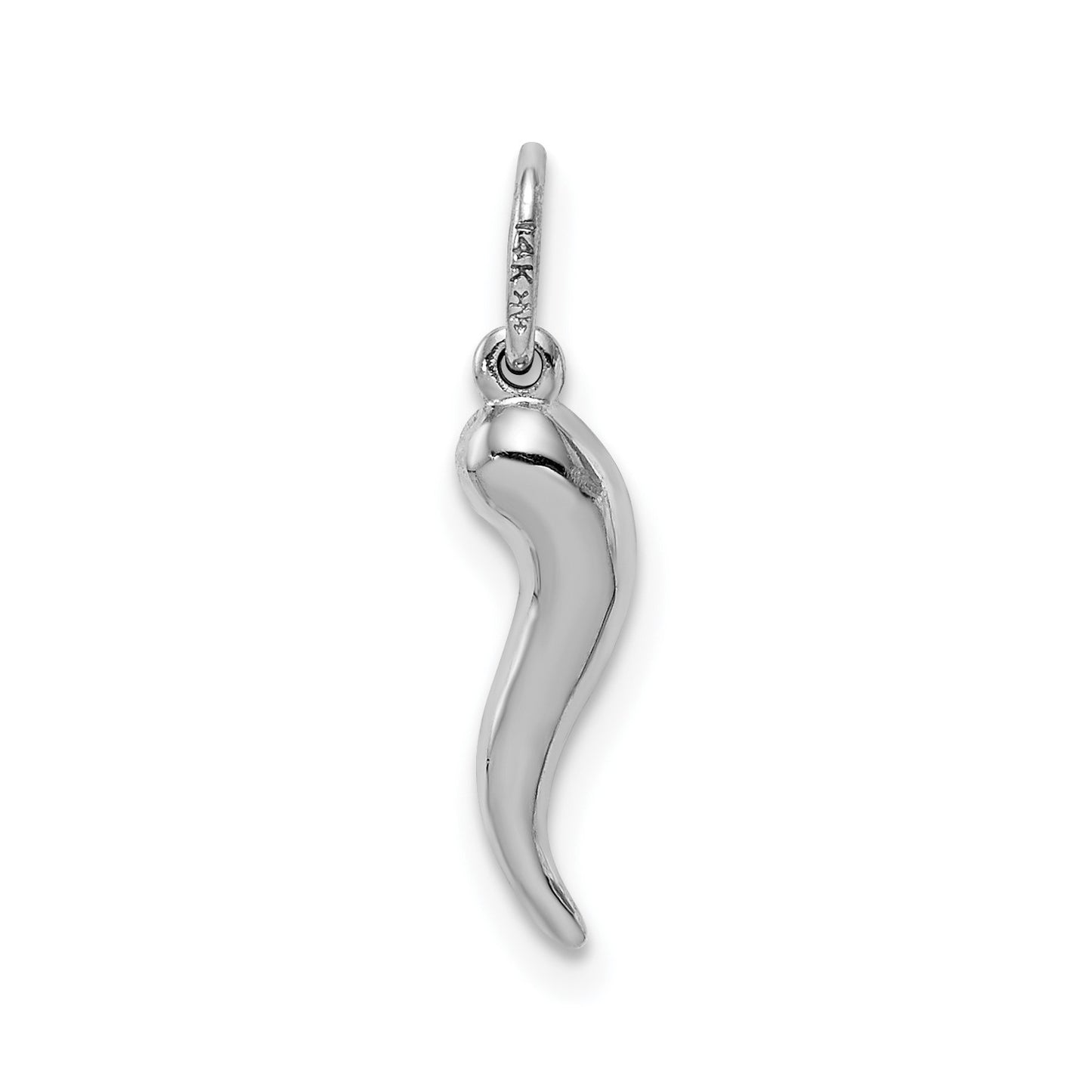 14k White Gold Hollow Italian Horn Pendant