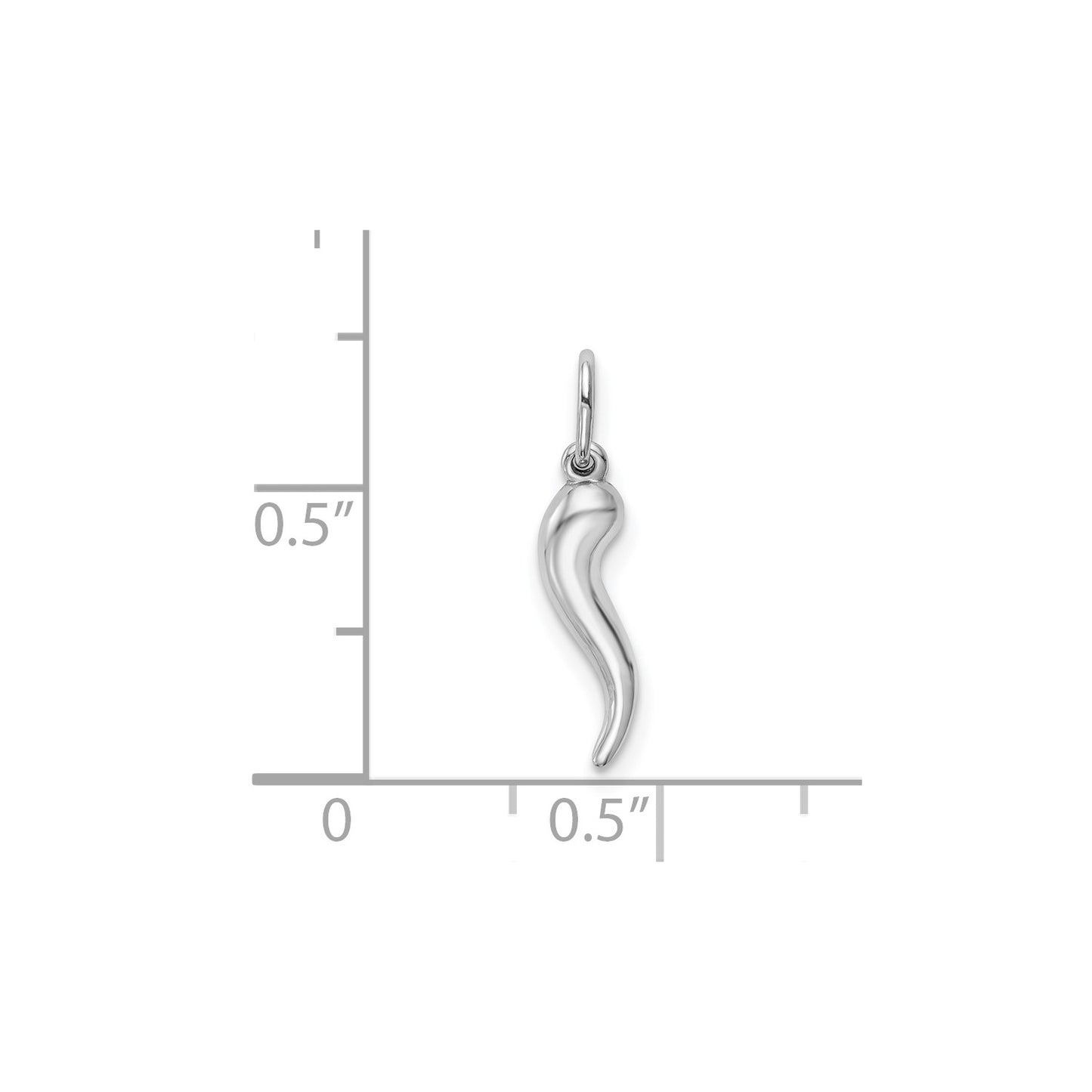 14k White Gold Hollow Italian Horn Pendant