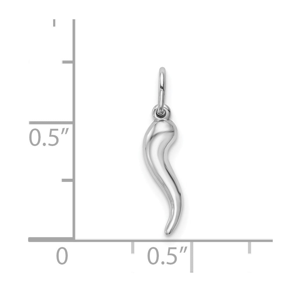 LGWP 14k White Gold Hollow Italian Horn Pendant