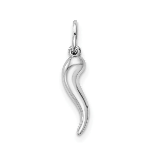 14k White Gold Hollow Italian Horn Pendant