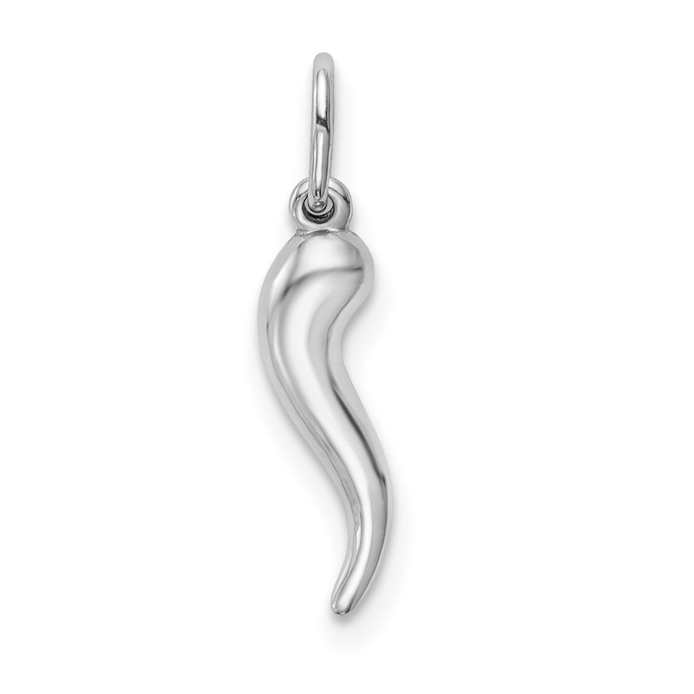 LGWP 14k White Gold Hollow Italian Horn Pendant