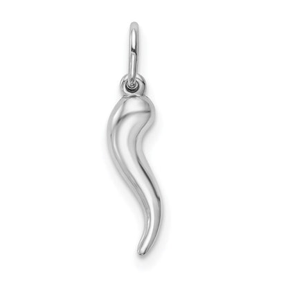 LGWP 14k White Gold Hollow Italian Horn Pendant