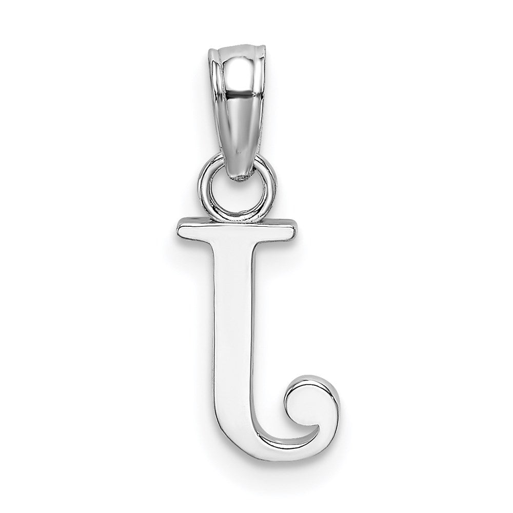 GP 14K White Gold Polished Block Letter J Initial Pendant
