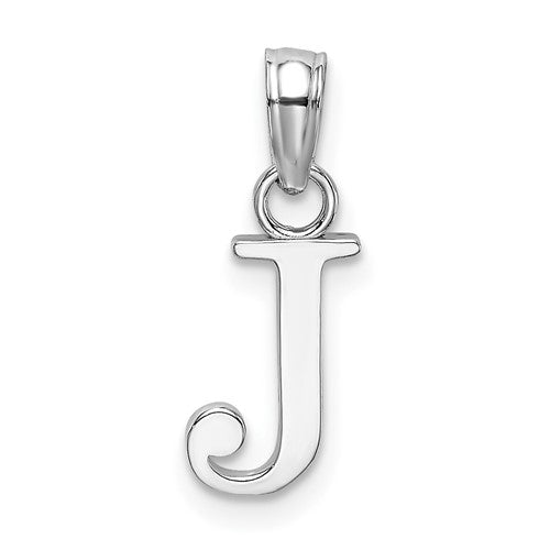 GP 14K White Gold Polished Block Letter J Initial Pendant