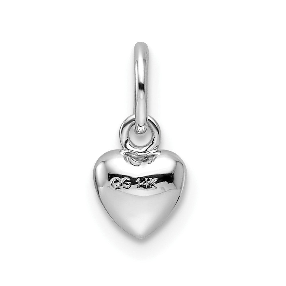GCM 14k White Gold Solid Polished 3D Heart Charm