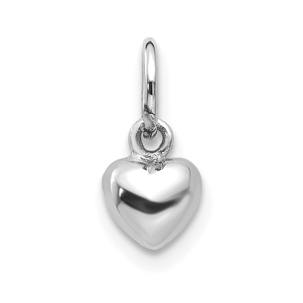 GCM 14k White Gold Solid Polished 3D Heart Charm