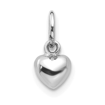 GCM 14k White Gold Solid Polished 3D Heart Charm