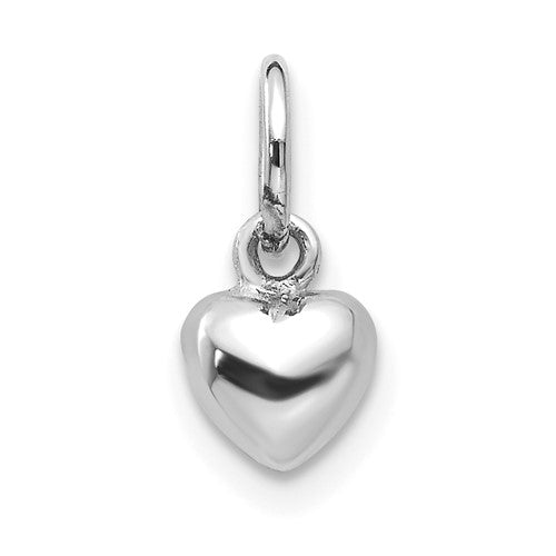 GCM 14k White Gold Solid Polished 3D Heart Charm