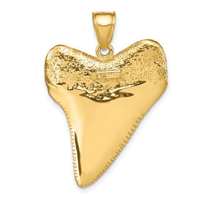 14K Solid Polished 3-D Shark Tooth Pendant