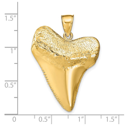 14K Solid Polished 3-D Shark Tooth Pendant