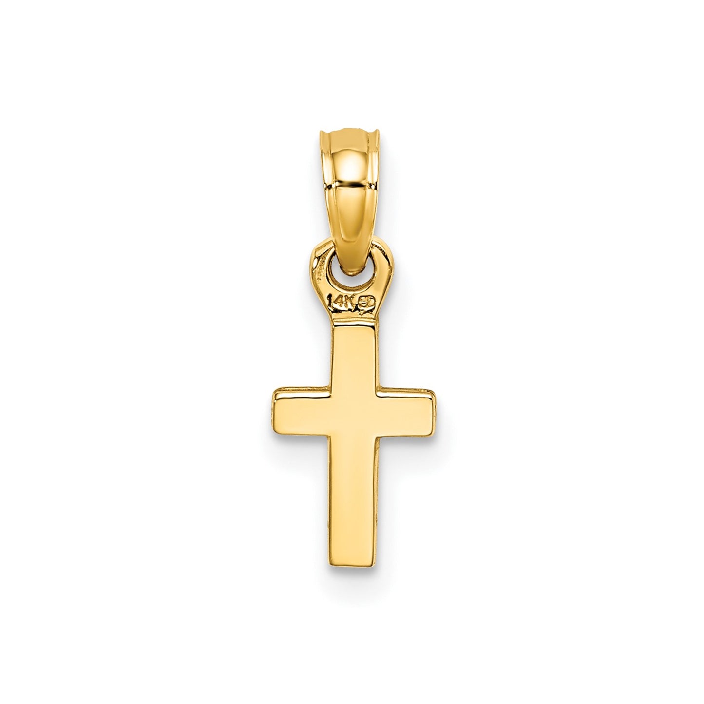 14K 3-D and Polished Mini Cross Charm