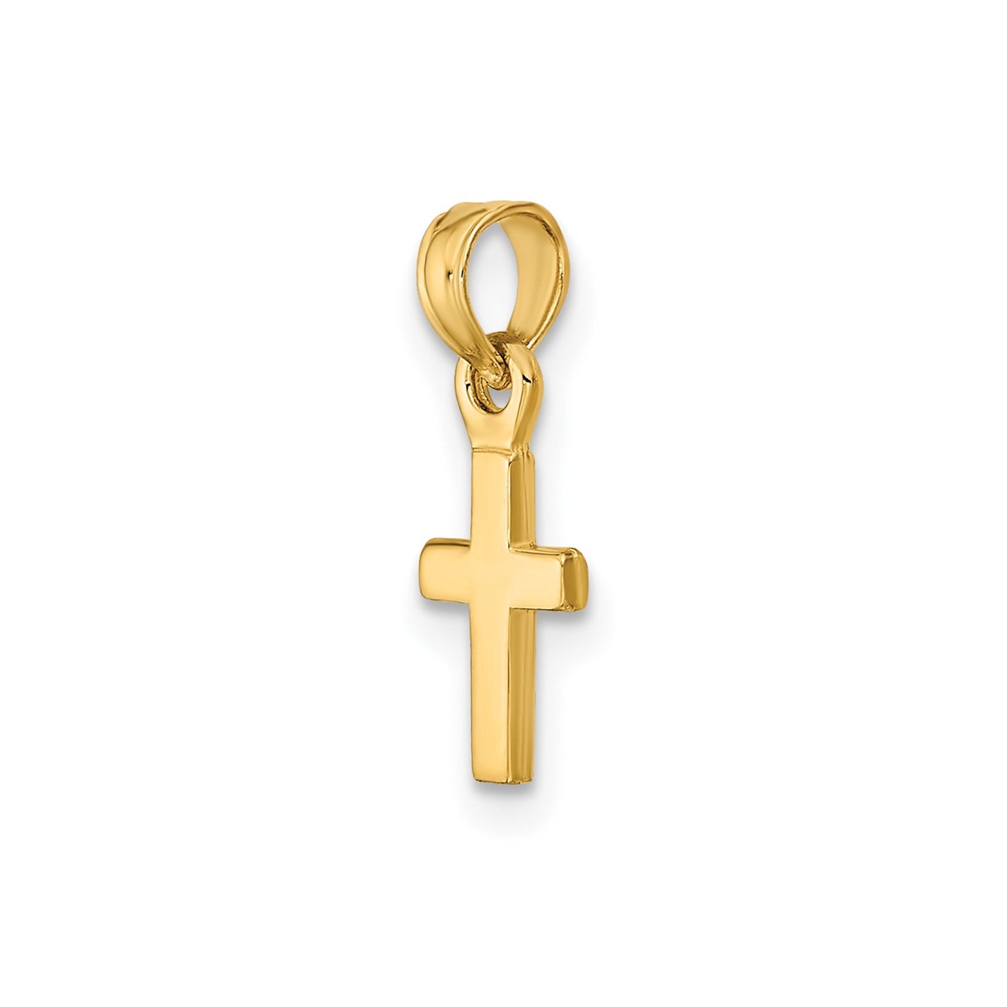 14K 3-D and Polished Mini Cross Charm