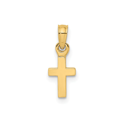 14K 3-D and Polished Mini Cross Charm