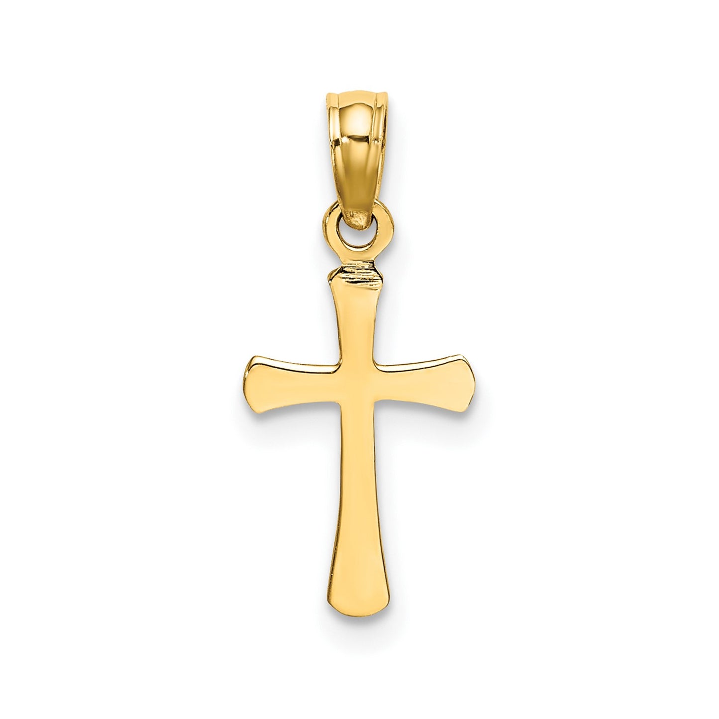 14K Polished Beveled Cross w/ Round tips Charm