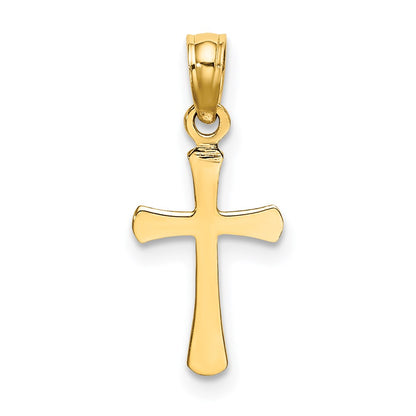 GP 14K Polished Beveled Cross with Round Tips Charm