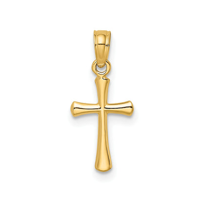 14K Polished Beveled Cross w/ Round tips Charm