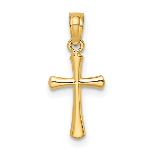 GP 14K Polished Beveled Cross with Round Tips Charm