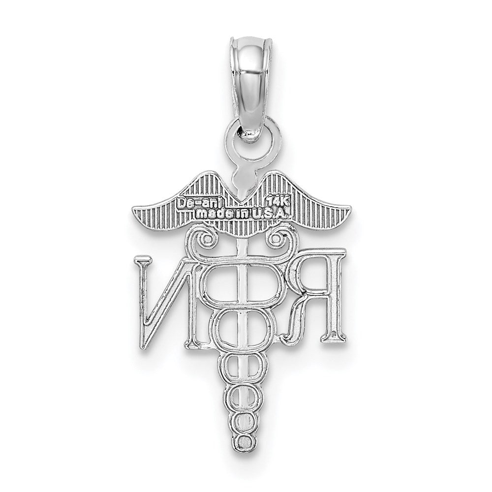 GP 14k White Gold Polished R.N. Registered Nurse Pendant