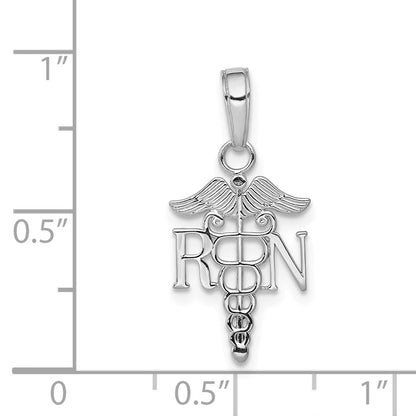 GP 14k White Gold Polished R.N. Registered Nurse Pendant