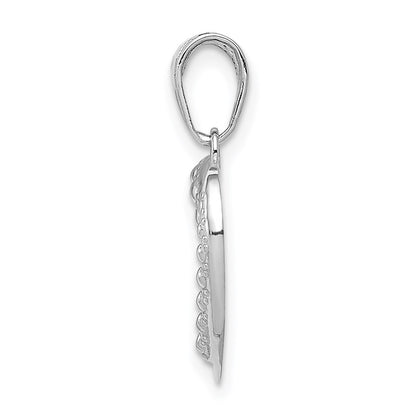 GP 14K White Gold Polished and Textured Heart Pendant