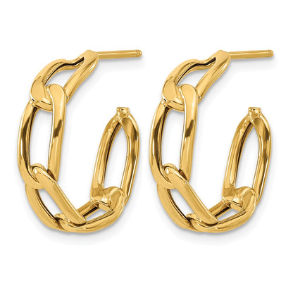 GE 14K Polished Link Post Hoop Earrings