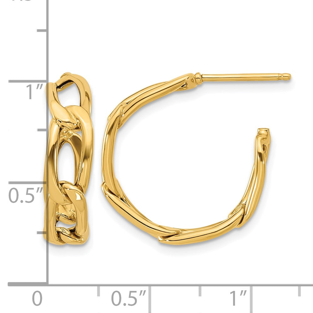 GE 14K Polished Link Post Hoop Earrings