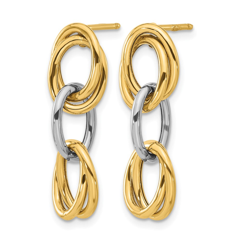 GE 14K with Rhodium Polished Ovals Dangle Earrings