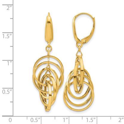 GE 14K Polished Circles Dangle Earrings